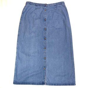Charter Club Size 16 Denim Maxi Skirt Button Down Front Tencel Cotton Blend